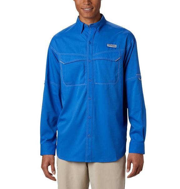 Columbia PFG Low Drag Offshore Shirts Blue For Men's NZ68012 New Zealand